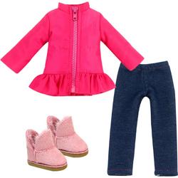 Sophias by Teamson 3-delige winteroutfit voor kinderen met laarzen voor Pop, felroze